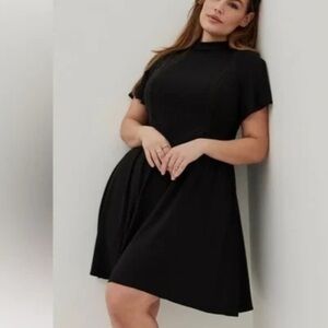 Torrid Crochet Lace Skater Dress Womens Black Mock Neck Short Sleeve